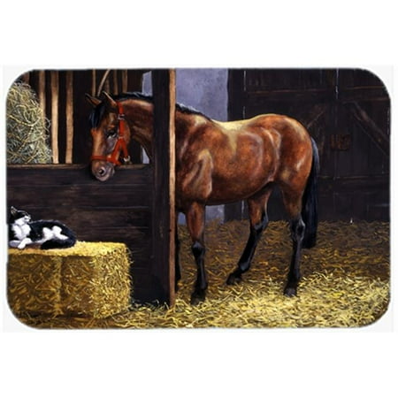 Horse in Stable with Cat Glass Large Cutting Board