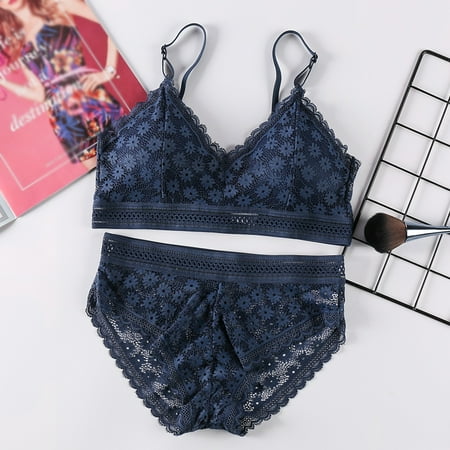 Ardorlove Women s Lace Beauty Back Underwear Bralette Comfortable Bra Panties Set