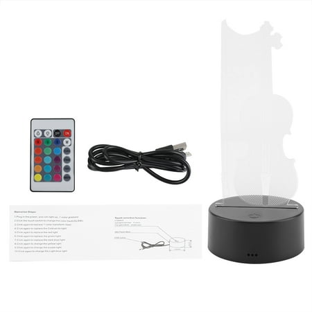3D Night Light with ABS Base Holder in Violin Shape Touch Switch Black Includes Remote Control
3D Night Light with ABS Base Holder in Violin Shape Touch Switch Black Includes Remote Control