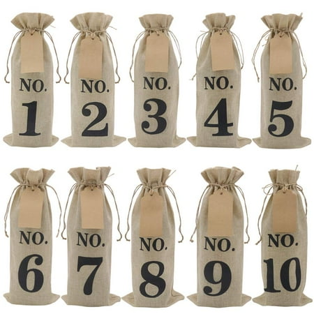 10Pcs Burlap Wine Bags with Tags for Blind Wine Tasting Numbered Hessian Cloth Glass Bottle Gift Bags for Christmas Wedding Party Decoration
10Pcs Burlap Wine Bags with Tags for Blind Wine Tasting Numbered Hessian Cloth Glass Bottle Gift Bags for Christmas Wedding Party Decoration
