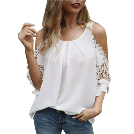 Simplmasygenix Women Tops Summer Clearance Women s O Neck Lace Off Shoulder Leisure Commuting Home Fashion Top
Simplmasygenix Women Tops Summer Clearance Women s O Neck Lace Off Shoulder Leisure Commuting Home Fashion Top