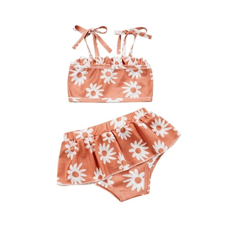 Toddler Baby Girls Swimwear Set Spaghetti Strap Sleeveless Daisy Printed Vest + Ruffle Underpants 
Toddler Baby Girls Swimwear Set Spaghetti Strap Sleeveless Daisy Printed Vest + Ruffle Underpants