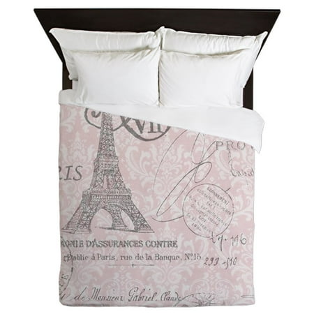 CafePress - Vintage Paris Eiffel Tower Damask - Queen Duvet Microfiber