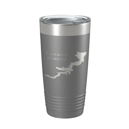 Starvation Reservoir Tumbler Lake Map Travel Mug Insulated Laser Engraved Coffee Cup Utah 20 oz Dark Gray