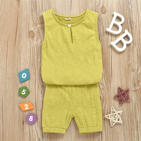 Tejiojio Girls and Toddlers Soft Cotton Clearance Newborn Infant Baby Girls Boys Sleeveless Solid Tops+Short Pants Set
Tejiojio Girls and Toddlers Soft Cotton Clearance Newborn Infant Baby Girls Boys Sleeveless Solid Tops+Short Pants Set