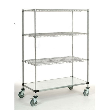 21 Deep x 42 Wide x 60 High 1200 lb Capacity Mobile Unit with 3 Wire Shelves and 1 Solid Shelf
21 Deep x 42 Wide x 60 High 1200 lb Capacity Mobile Unit with 3 Wire Shelves and 1 Solid Shelf