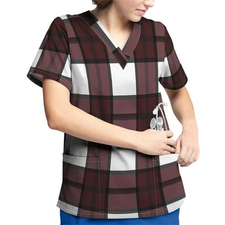 Hanas Tops Plus Size Printed Scrub Working Uniform Tops For Women V-Neck Short Sleeve T-Shirts Workwear Tee With Pockets Wine/XXXL
Hanas Tops Plus Size Printed Scrub Working Uniform Tops For Women V-Neck Short Sleeve T-Shirts Workwear Tee With Pockets Wine/XXXL