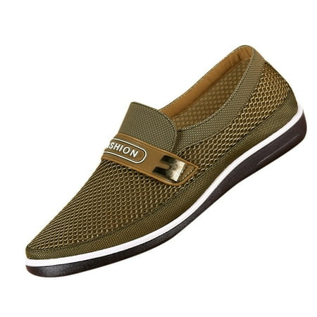 Mens Shoes Soft Casual Hollow Slip On Breathable Mesh Bottom Casual Shoes