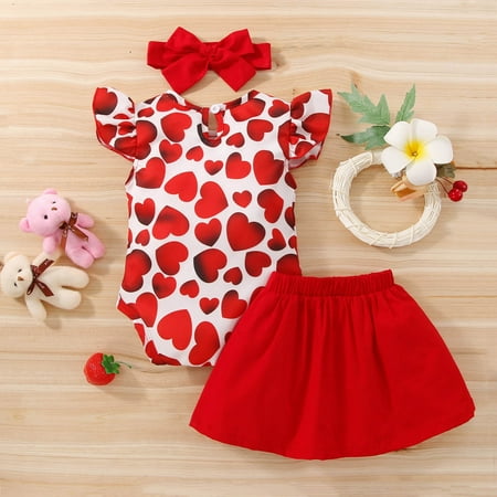 Cathalem Infant Girls Valentine s Day Fly Sleeve Hearts Prints Romper Bodysuit Skirt Headbands Outfits Outfits for Teen Girls Childrenscostume Red 3-6 Months
Cathalem Infant Girls Valentine s Day Fly Sleeve Hearts Prints Romper Bodysuit Skirt Headbands Outfits Outfits for Teen Girls Childrenscostume Red 3-6 Months