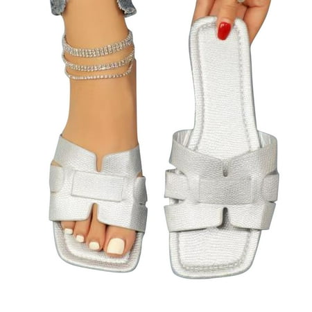 ELABCH Women s Slippers Rectang Toe Casual Flat Sandals Solid Color Open Toe Non Slip Shoes Outdoor Versatile Slippers Silver
ELABCH Women s Slippers Rectang Toe Casual Flat Sandals Solid Color Open Toe Non Slip Shoes Outdoor Versatile Slippers Silver