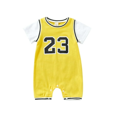 Sunisery Kids Baby Boys jersey Romper Number Print Short Sleeve Jumpsuit for Summer Clothes Yellow 6-12 Months
Sunisery Kids Baby Boys jersey Romper Number Print Short Sleeve Jumpsuit for Summer Clothes Yellow 6-12 Months