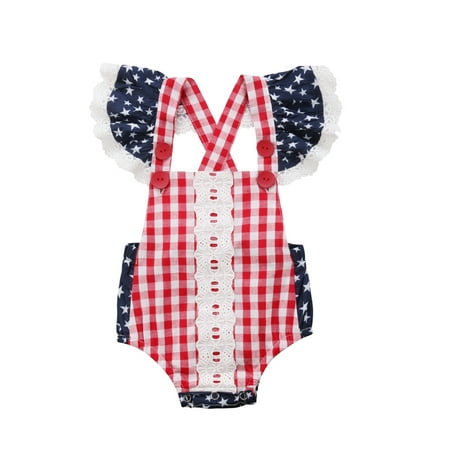 Peyakidsaa Newborn Baby Girls Summer Romper Fly Sleeve Plaid Star Printed Jumpsuit with Lace
Peyakidsaa Newborn Baby Girls Summer Romper Fly Sleeve Plaid Star Printed Jumpsuit with Lace