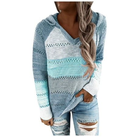 DENGDENG Hoodies for Teens Loose Fit Long Sleeve Sweaters Womens Casual Sweatshirt Drawstring Color Block Knit Women s Plus Size Pullover Hooded Outfits Cute Maternity Clothes for Fall Sky Blue S
DENGDENG Hoodies for Teens Loose Fit Long Sleeve Sweaters Womens Casual Sweatshirt Drawstring Color Block Knit Women s Plus Size Pullover Hooded Outfits Cute Maternity Clothes for Fall Sky Blue S