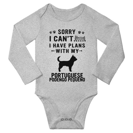 Sorry I Can t I Have Plans With My Portuguese Podengo Pequeno Baby Long Sleeve Jumpsuits (Gray 3-6 Months)
Sorry I Can t I Have Plans With My Portuguese Podengo Pequeno Baby Long Sleeve Jumpsuits (Gray 3-6 Months)