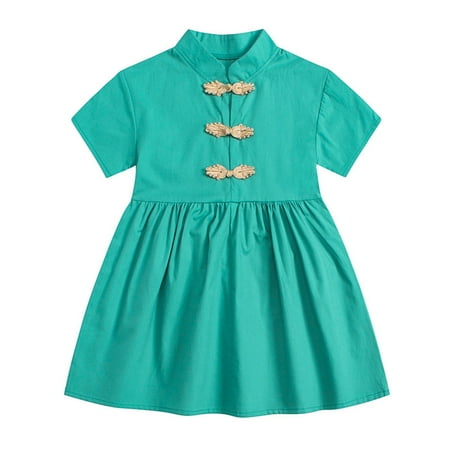 HTGFGMGW Girls Dresses Kids Baby Girls Short Sleeve Dress Solid Color Disc Buckle Cheongsam In Children Retro Dress Dresses for Girls Green
HTGFGMGW Girls Dresses Kids Baby Girls Short Sleeve Dress Solid Color Disc Buckle Cheongsam In Children Retro Dress Dresses for Girls Green