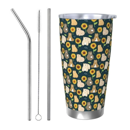 Uemuo Bear Sunflower Print Travel Coffee Mug 20oz Double-walled Car Cup Stainless Steel Insulated Tumbler Leak-proof Travel Cup Reusable Straw Car Cup-Straw Three-piece Set
Uemuo Bear Sunflower Print Travel Coffee Mug 20oz Double-walled Car Cup Stainless Steel Insulated Tumbler Leak-proof Travel Cup Reusable Straw Car Cup-Straw Three-piece Set