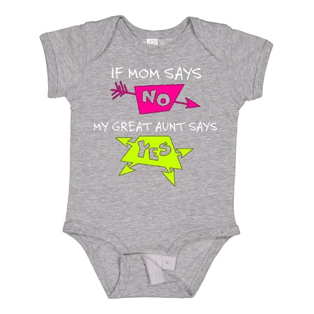 Inktastic If Mom Says No My Great Aunt Says Yes Gift Baby Boy or Baby Girl Bodysuit
Inktastic If Mom Says No My Great Aunt Says Yes Gift Baby Boy or Baby Girl Bodysuit