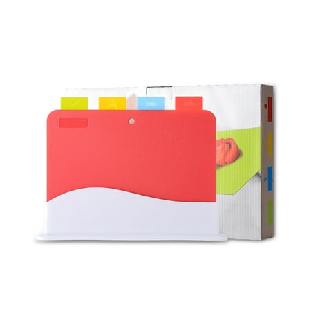 ✪ 4 Pieces Plastic Cutting Board Set Chopping Board for Meat Veggies Fruits