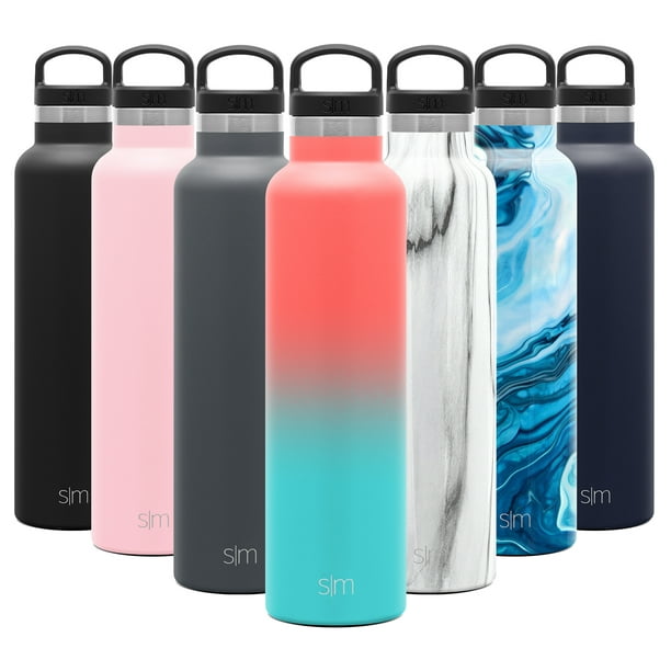 Simple Modern 24oz Ascent Water Bottle - Hydro Vacuum Insulated Tumbler Flask w/ Handle Lid - Double Wall Stainless Steel Reusable - Leakproof Ombre: Havana