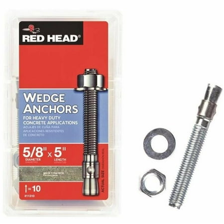 ITW Brands 253408 0.62 x 5 in. Heavy Duty Wedge Anchors - Pack of 10