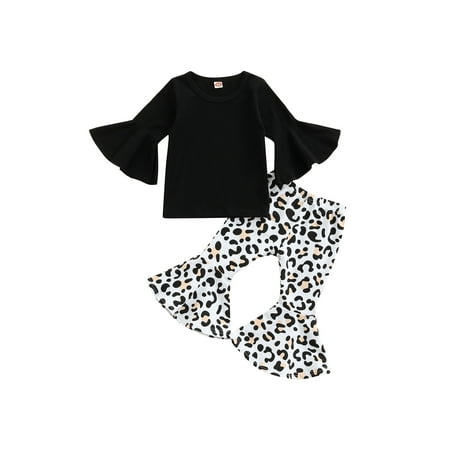 Bebiullo Toddler Kids Girls Flare Sleeve Pullover Top Flared Leopard Print Pants 2PCS Clothes Set Black 1-2 Years
Bebiullo Toddler Kids Girls Flare Sleeve Pullover Top Flared Leopard Print Pants 2PCS Clothes Set Black 1-2 Years