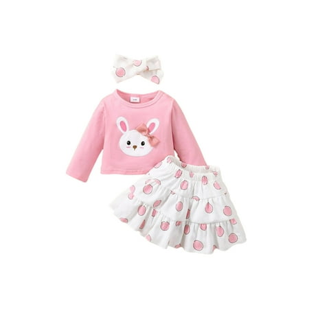 sdghg Infant Baby Girl Autumn Clothes Set Rabbit Print Long Sleeve Round Neck Pullover + Dot Print A-Line Skirt + Headband
sdghg Infant Baby Girl Autumn Clothes Set Rabbit Print Long Sleeve Round Neck Pullover + Dot Print A-Line Skirt + Headband