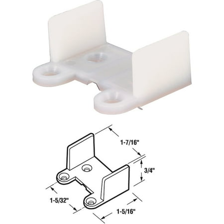2PK Prime-Line 1-7/16 In. x 3/4 In. White Nylon Single Pocket Door Guide