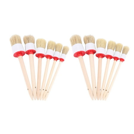 Natural Boar Hair Brushs( 12) Detailing Brush Set for Cleaning Weels Interior Exterior Leather