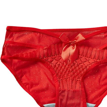 Cathalem Dark Panties for Women Womens Red Lace Breathable Lace Hollow Out And Raise The Third Love Underwear for Women Underpants RD1 One Size