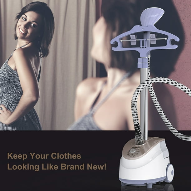 Finether High-Powered Standing Fabric Steamer with 11 Steam Levels, Garment Hanger, Heat-Resistant Glove and Fabric Brush For Home and Commercial Use