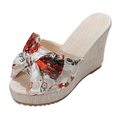 Gzea Platform Sandals Women Women Summer Flowers Prints Bow Tie Slip On Casual Open Toe Wedges Comfortable Beach Shoes Sandals Slippers Red 40
Gzea Platform Sandals Women Women Summer Flowers Prints Bow Tie Slip On Casual Open Toe Wedges Comfortable Beach Shoes Sandals Slippers Red 40