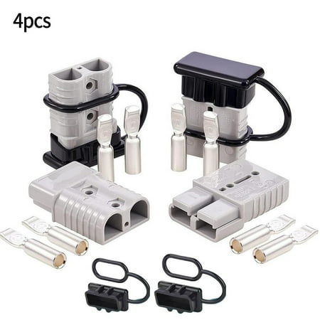 4-Pack of 50A For Anderson Plug Wire Connectors + Black Dust Cap for 6-12 AWG