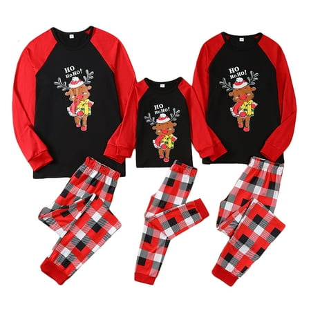 Christmas Pajamas for Family Matching Pjs Set Long Sleeve Elk Printed Tee Shirt Plaid Pants Xmas Jammies Sleepwear
Christmas Pajamas for Family Matching Pjs Set Long Sleeve Elk Printed Tee Shirt Plaid Pants Xmas Jammies Sleepwear