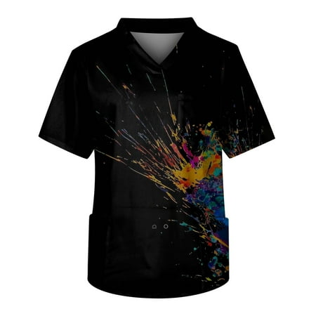 HHei_K Body Scrubs Men s Printing Short Sleeve V-neck Working Blouse Chest Pocket Carer Top
HHei_K Body Scrubs Men s Printing Short Sleeve V-neck Working Blouse Chest Pocket Carer Top