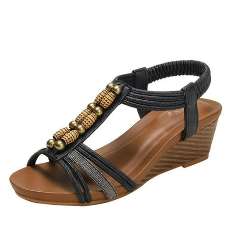Women T-Strap Beach Sandals Open Toe Bohemia Beaded Flowers Elastic Strap Wedge Roman Style Anti Slip Ladies Casual Sandal
Women T-Strap Beach Sandals Open Toe Bohemia Beaded Flowers Elastic Strap Wedge Roman Style Anti Slip Ladies Casual Sandal