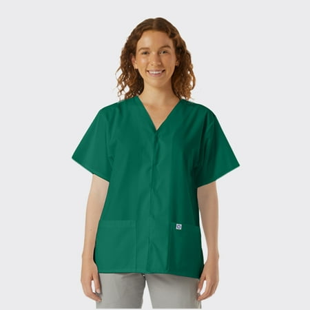 

SPECTRUM UNIFORMS Scrub Tops Tunic Tops with Snap Front Women V-Neck Soft Fabric Ideal for Medical Professionals Hospital and Lab Work Wear Hunter Green