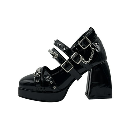 Eloshman Womens Non-slip Chunky Block Lolita Shoe Wedding Fashion Square Toe Punk High Heels Black 7.5
Eloshman Womens Non-slip Chunky Block Lolita Shoe Wedding Fashion Square Toe Punk High Heels Black 7.5