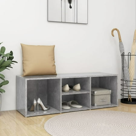 ikayaa Shoe Storage Bench Concrete Gray 41.3 x41.3 x13.8 Chipboard