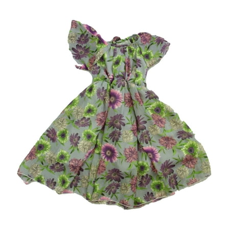 Pre-owned Bailey s Blossoms Girls Grey | Floral Dress size: 9-12 Months