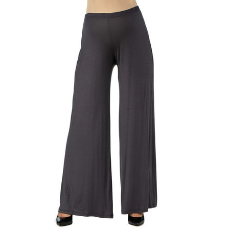 24seven Comfort Apparel Elastic Waist Flared Leg Maternity Palazzo Pants