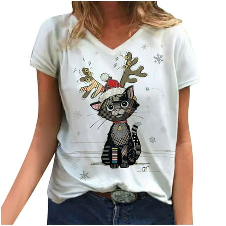 Womens Tops Corset Tops for Women Trendy Woman Causal V-Neck Printed Blouse Short Sleeve T-Shirt Summer Tops White Long Sleeve Shirts for Women on Clearance Valentine Shirts for Women White 2XL
Womens Tops Corset Tops for Women Trendy Woman Causal V-Neck Printed Blouse Short Sleeve T-Shirt Summer Tops White Long Sleeve Shirts for Women on Clearance Valentine Shirts for Women White 2XL