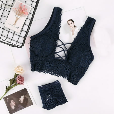 Abcelit Clearance! Sexy Bandage Lace Cross Belt Hollow Bra Lingerie Bra Set Intimates Underwear Set Lace Push Up Wire Free Bra and Panty Set Dark Blue
Abcelit Clearance! Sexy Bandage Lace Cross Belt Hollow Bra Lingerie Bra Set Intimates Underwear Set Lace Push Up Wire Free Bra and Panty Set Dark Blue