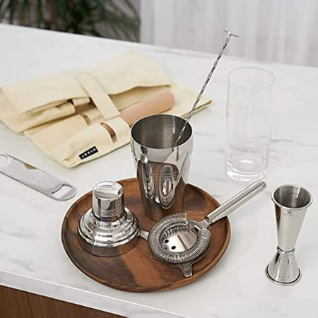 Viski Bar Set Stainless Steel Wood 6 Essential Cocktail Tools Canvas Travel Bag Brown
Viski Bar Set Stainless Steel Wood 6 Essential Cocktail Tools Canvas Travel Bag Brown