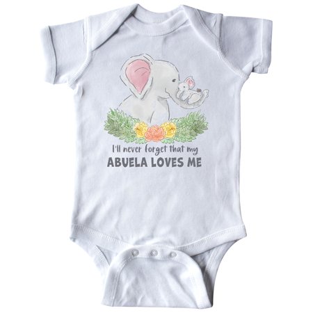 Inktastic I ll Never Forget That my Abuela Loves Me Cute Elephants Gift Baby Boy or Baby Girl Bodysuit
Inktastic I ll Never Forget That my Abuela Loves Me Cute Elephants Gift Baby Boy or Baby Girl Bodysuit