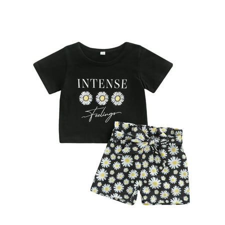 Nokpsedcb Kids Girls 2Pcs Clothes Sets Lettering Daisy Pattern Summer T-Shirt Matching Elastic Tie Up Waist Shorts Black 3-4 Years
Nokpsedcb Kids Girls 2Pcs Clothes Sets Lettering Daisy Pattern Summer T-Shirt Matching Elastic Tie Up Waist Shorts Black 3-4 Years