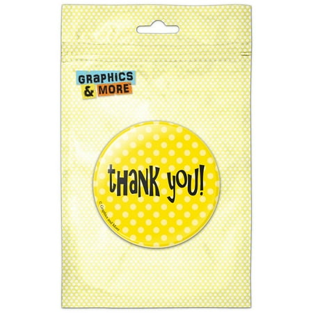 Thank You Yellow Polka Dots Refrigerator Button Magnet