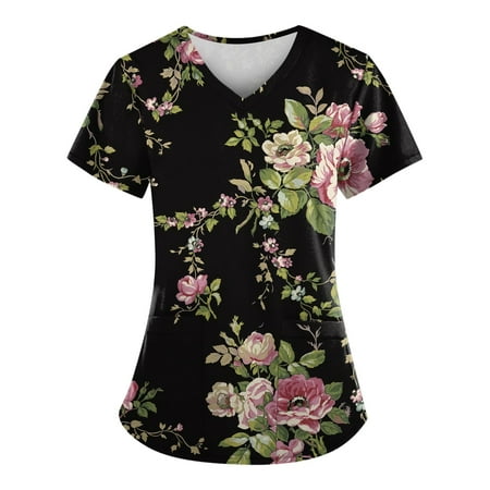 Sksloeg Women Scrub Tops Stretchy Flower Printed Top Comfort Scrubs Women s V-Neck Workwear Short Sleeve Shirts Nursing Working Uniform Black XXL
Sksloeg Women Scrub Tops Stretchy Flower Printed Top Comfort Scrubs Women s V-Neck Workwear Short Sleeve Shirts Nursing Working Uniform Black XXL