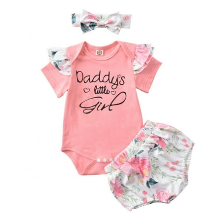 Newborn Baby Girl Summer Clothes Outfits Daddy s Little Girl Short Sleeve Romper Infant Floral Shorts Set 3Pcs
Newborn Baby Girl Summer Clothes Outfits Daddy s Little Girl Short Sleeve Romper Infant Floral Shorts Set 3Pcs
