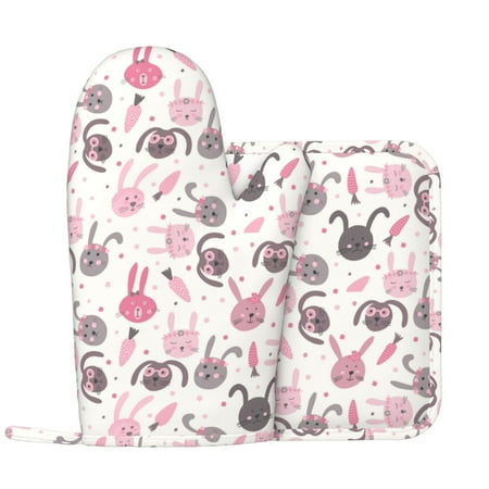 Oven Mitts and Pot Holders Sets - Bohemian Cartoon Cute Rabbit_A Heat Resistant Silicone Oven Gloves (Left Glove) with Non-Slip Silicone Surface and hot pads for kitchen Baking Cooking
Oven Mitts and Pot Holders Sets - Bohemian Cartoon Cute Rabbit_A Heat Resistant Silicone Oven Gloves (Left Glove) with Non-Slip Silicone Surface and hot pads for kitchen Baking Cooking