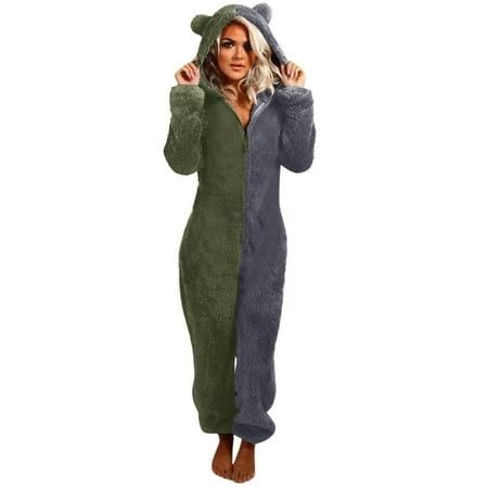 Womens Fleece Onesie Pajamas Jumpsuit Colorblock Warm Sherpa Romper Sleepwear Zip-Up Hooded Loungewear Playsuit
Womens Fleece Onesie Pajamas Jumpsuit Colorblock Warm Sherpa Romper Sleepwear Zip-Up Hooded Loungewear Playsuit
